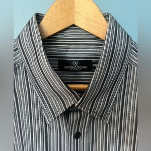 Bugatchi Black/Gray Striped Shirt in Pristine Condition!